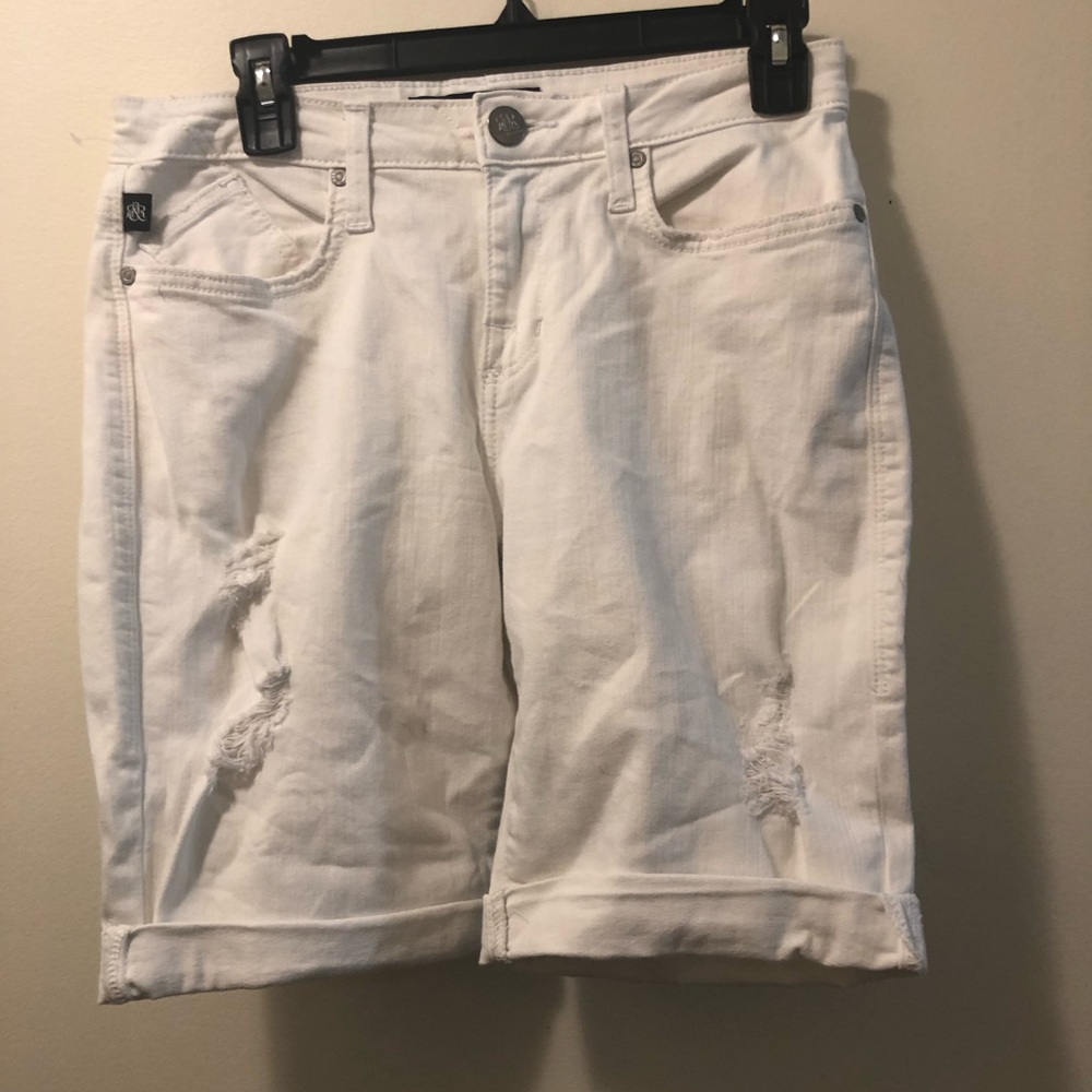 Rock & Republic White Distressed Bermuda Shorts